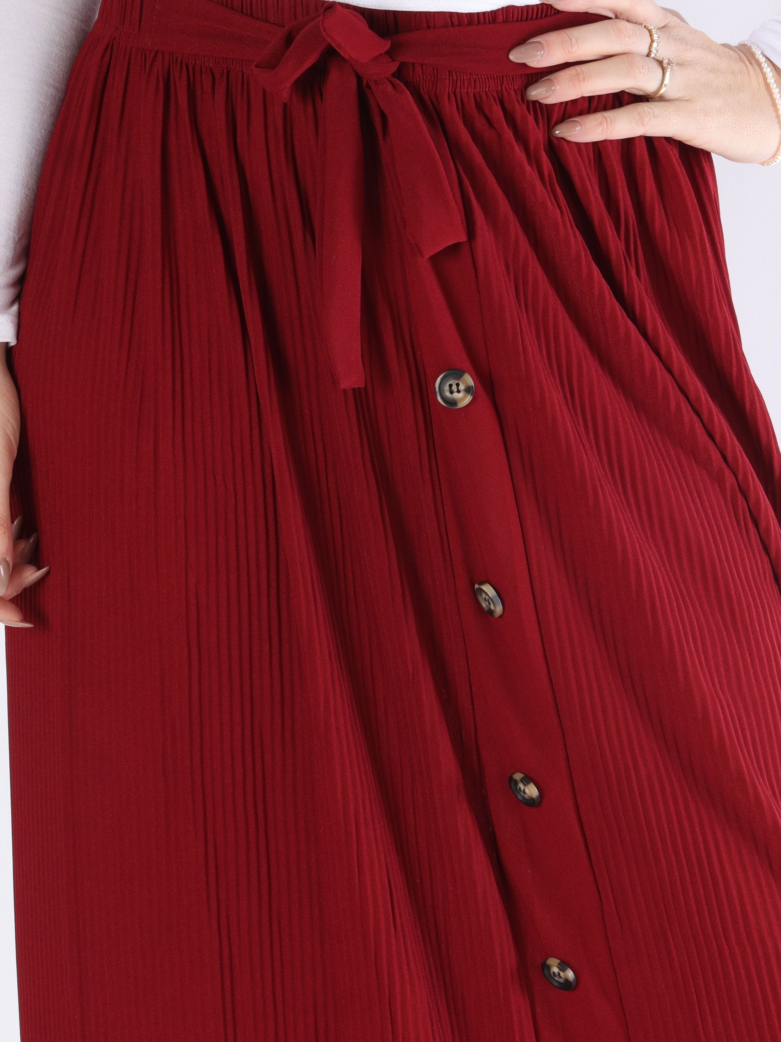 Andrea - Lång plisserad kjol med knappar